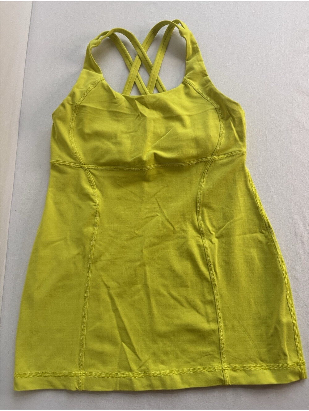 Lululemon Power Y Tank Top Womens Sz 6 Yellow Chartreuse Built In Bra Yoga
